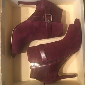 NEW IN BOX * Marc Fisher Suede Peeptoe Ankle Boots